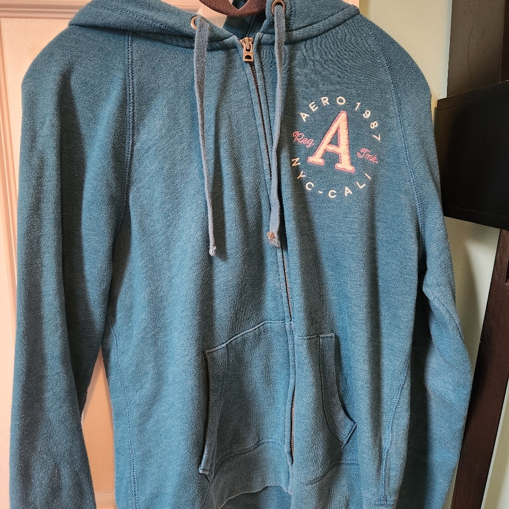 Aeropastle Zip Hoodie.  Blue.  Medium